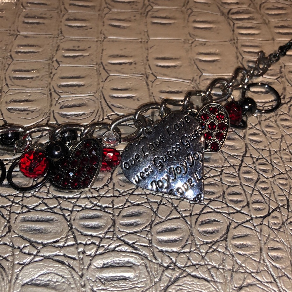 Guess red heart charm bracelet
